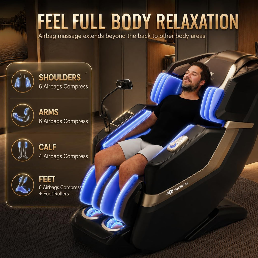 KZ-313 Heated Jade Roller Full Body Massage Chair | 3D Rollers with Heated Jade Rollers, Spacious WIde-Seat, Deep