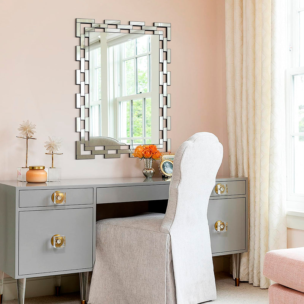 Decorative Mirrors for Wall, 40''X28'' Large Bathroom Mirror with Frameless Glass Frame, Rectangle Accent Mirror