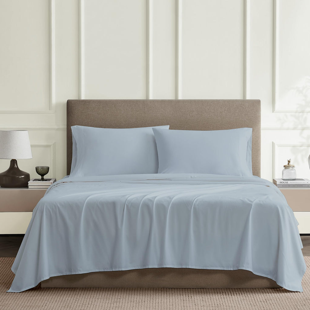 Percale Full Cooling Sheets Set, 100% Cotton, Soft Gray