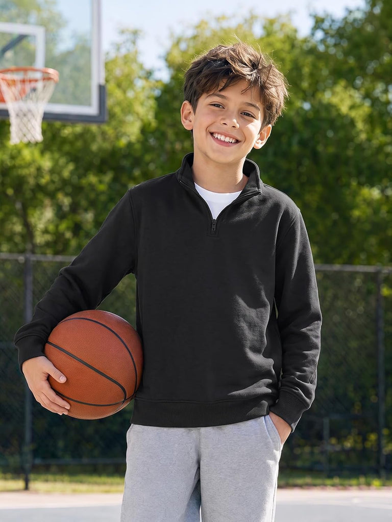 Boys Quarter Zip Sweatshirt Athletic Long Sleeve Pullover Tops