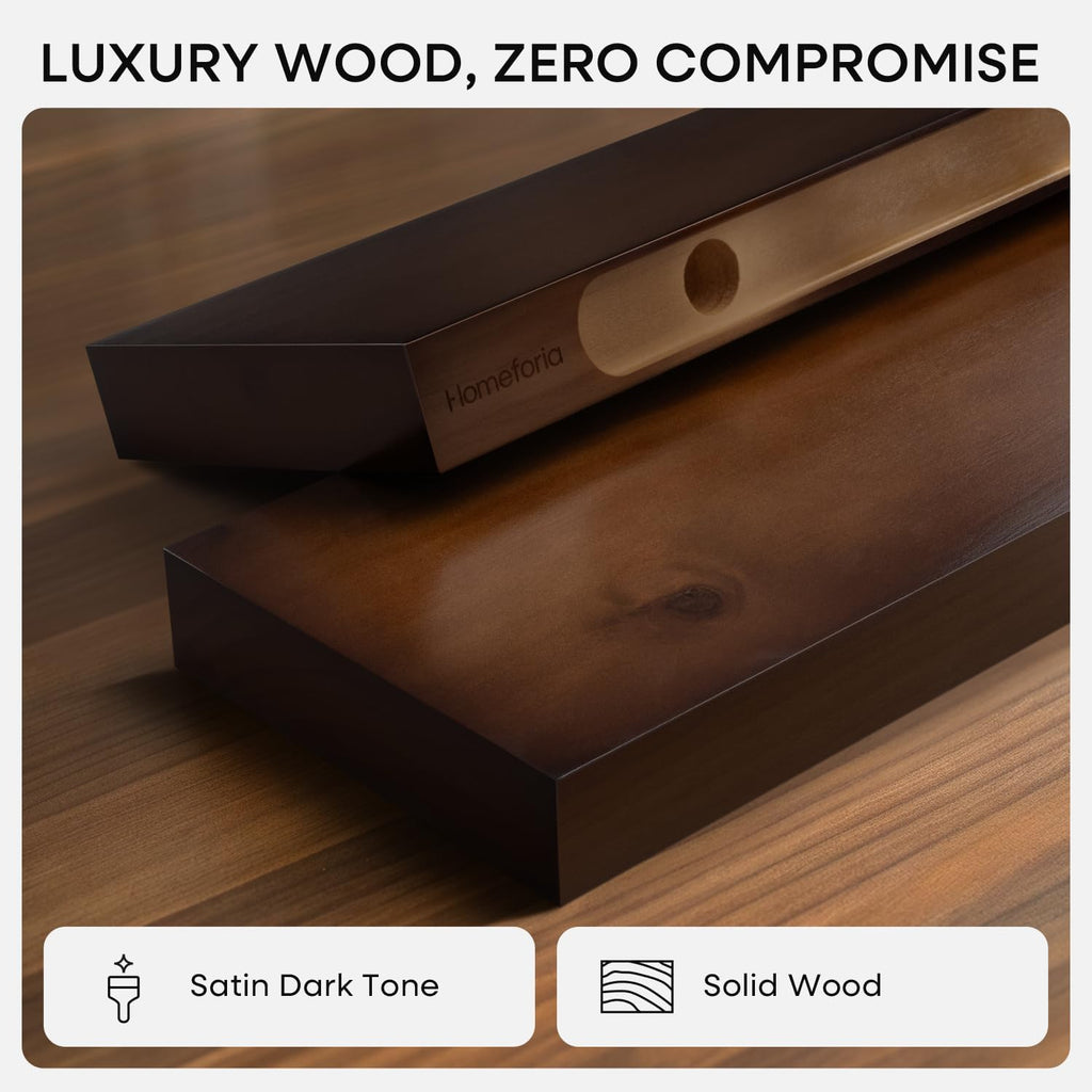 24inch Walnut Floating Shelves for Wall, High End Solid Real Wood 24in Floating Shelf , Dark Brown 24 inch Long