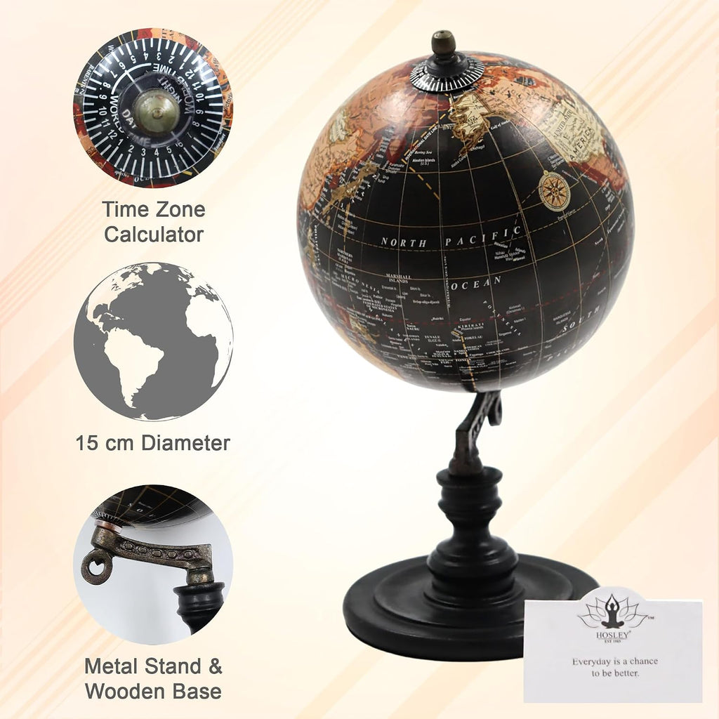 10-Inch Decorative Globe on Wooden Stand - Elegant Gift for Father's Day, Birthdays, Holidays, and Special Occasions