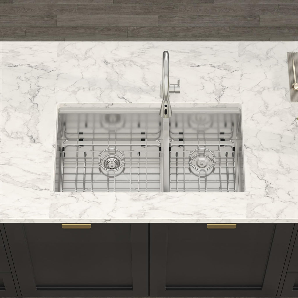 33 Inch Undermount Kitchen Sink Double Bowl Stainless Steel