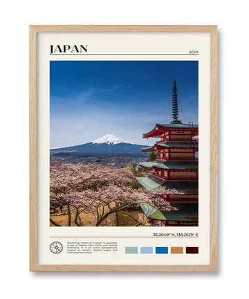 12x16IN Mount Fuji Japan Framed Wall Art Canvas Print, 1Pack
