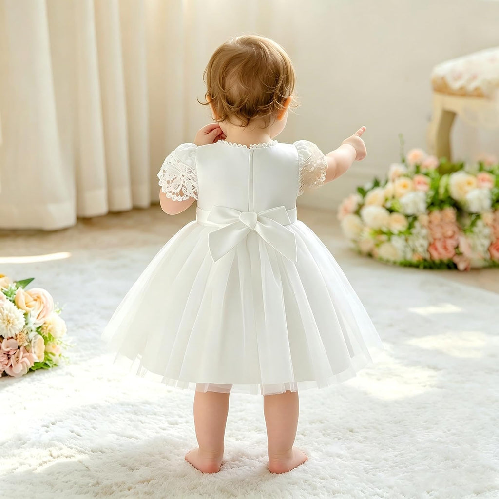 Infant Baby Girl Baptism Lace Dress for Christening Wedding Pageant