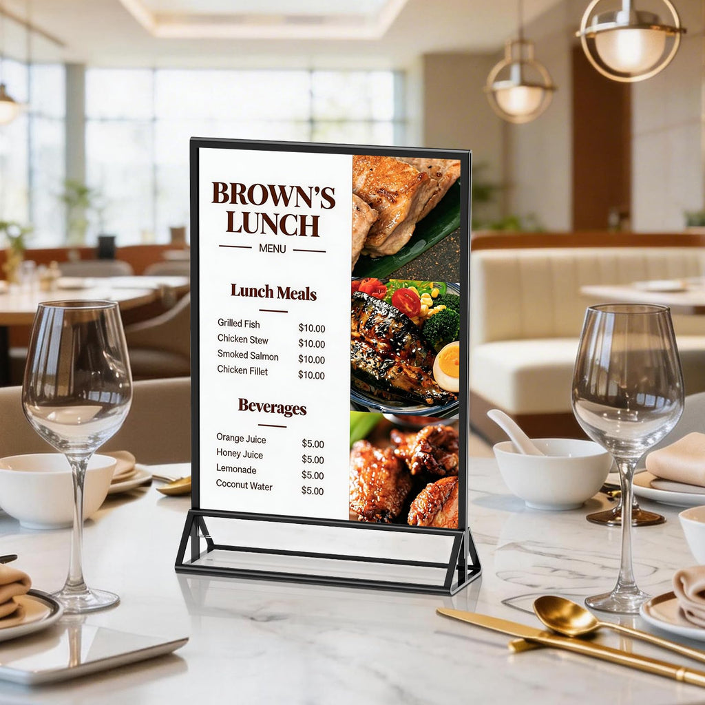 Acrylic Sign Holder 8.5x11 Double-Sided Black Picture Frames Clear Sign Holder for Flyer Holder Menu Holder Wedding