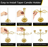 Gold Candelabra Centerpiece 3-Arms Candelabra Candle Holder for Tables, 2 Packs Metal Candlestick Stand Candelabras