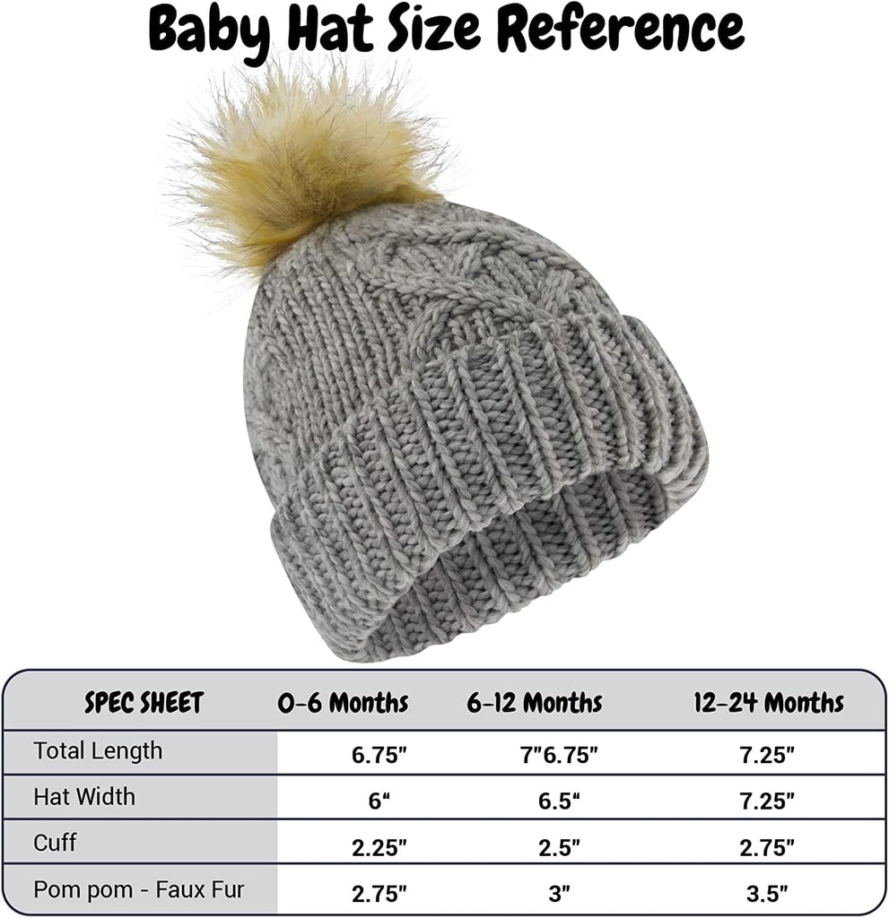 Baby Beanie and Mitten Set & Toddler Winter Hat Boy Girl Fleece Lined for Infant 0-6, 6-12
