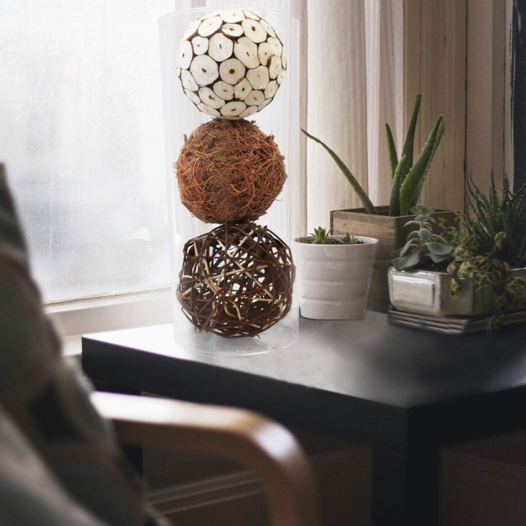 Decorative Balls for Bowls and Decorative Balls for Centerpiece Bowl Fillers, Assorted Rattan Wicker Balls Orb - Set of 6