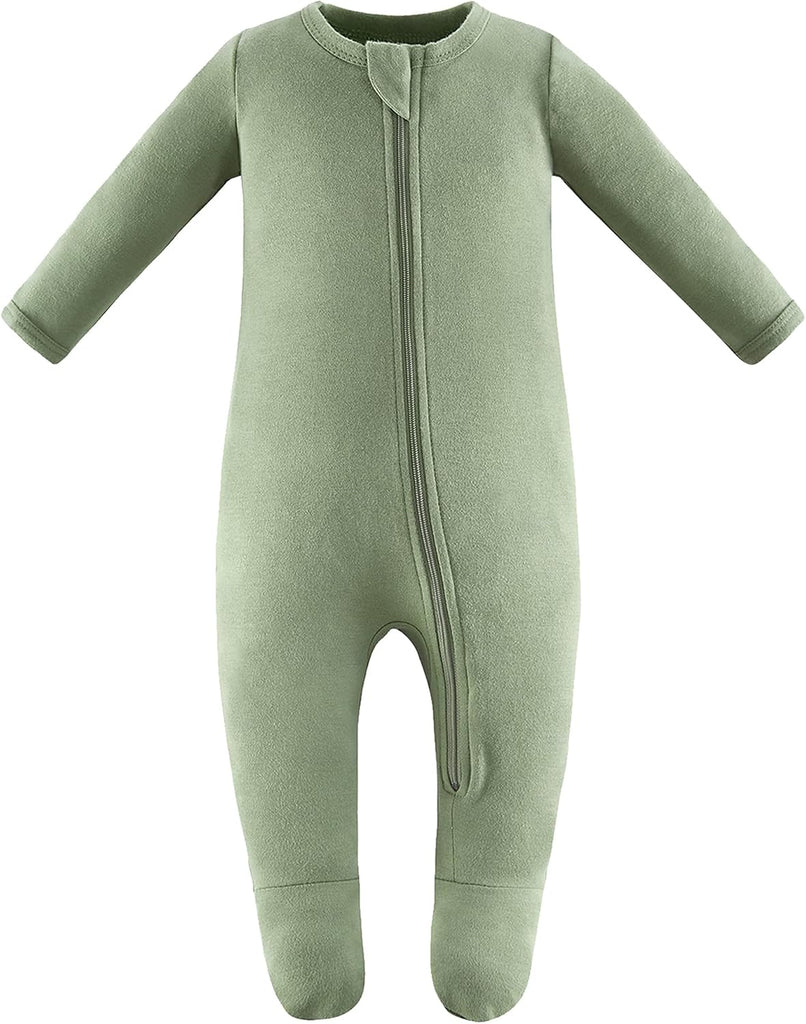 Organic Cotton Baby Pajamas, Boys Girls Pack Zip Front Sleep 'N Play, Footed Sleeper, Long Sleeve