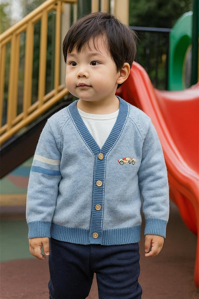 Toddler Baby Boys Cardigan Little Boys V-Neck Cotton Sweater Kids Long Sleeve Jacket Knit Button Up for Fall Winter