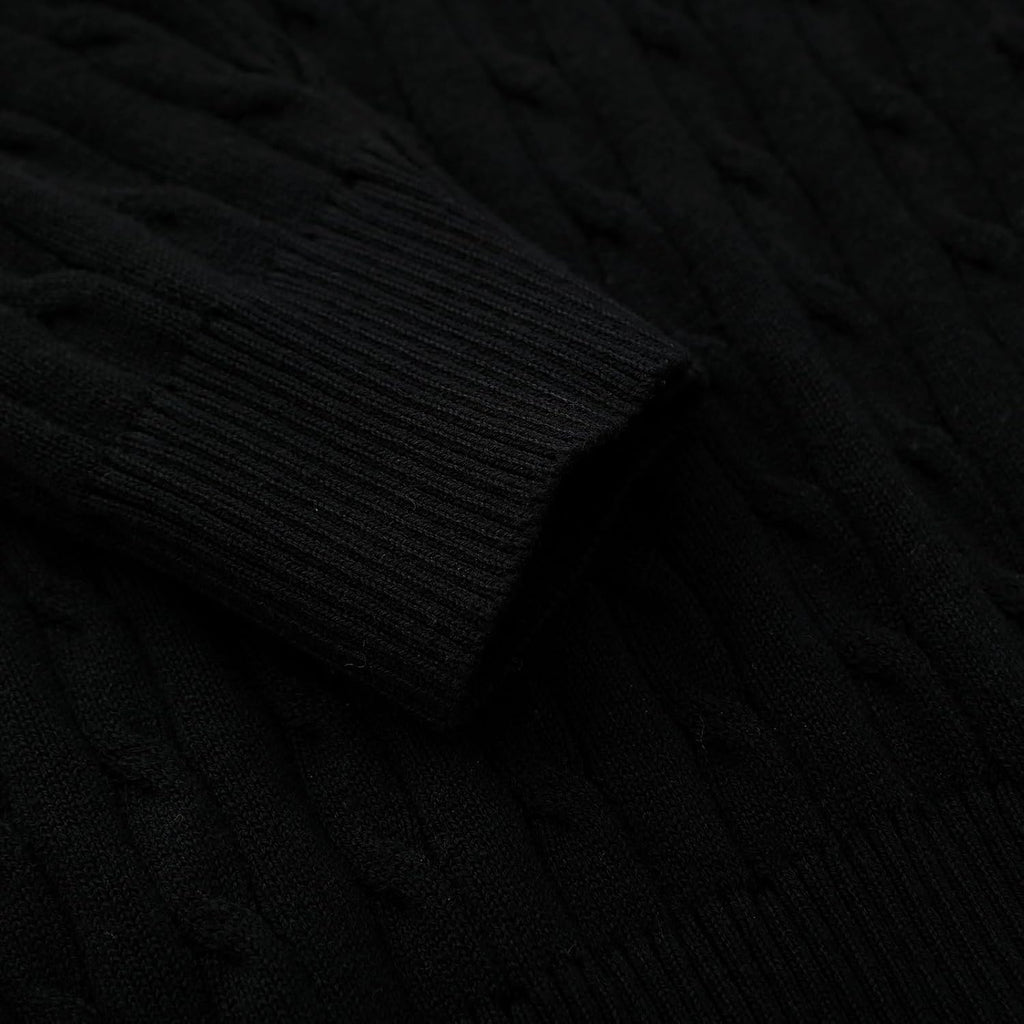 Toddler Boys Girls Quarter-Zip Sweater Cable Knit Pullover Long Sleeve Kids Fall Winter Knitwear Top