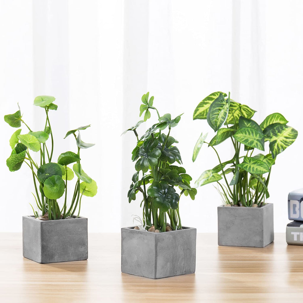 Artificial Plants Indoor, Set of 3 Small Fake Potted Plants, Faux House Plant Decor