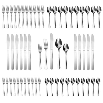 60 PCS Windsor Silverware Set - Stainless Steel Silverware Set for 12 Kitchen Flatware Set Cutlery Set Restaurant