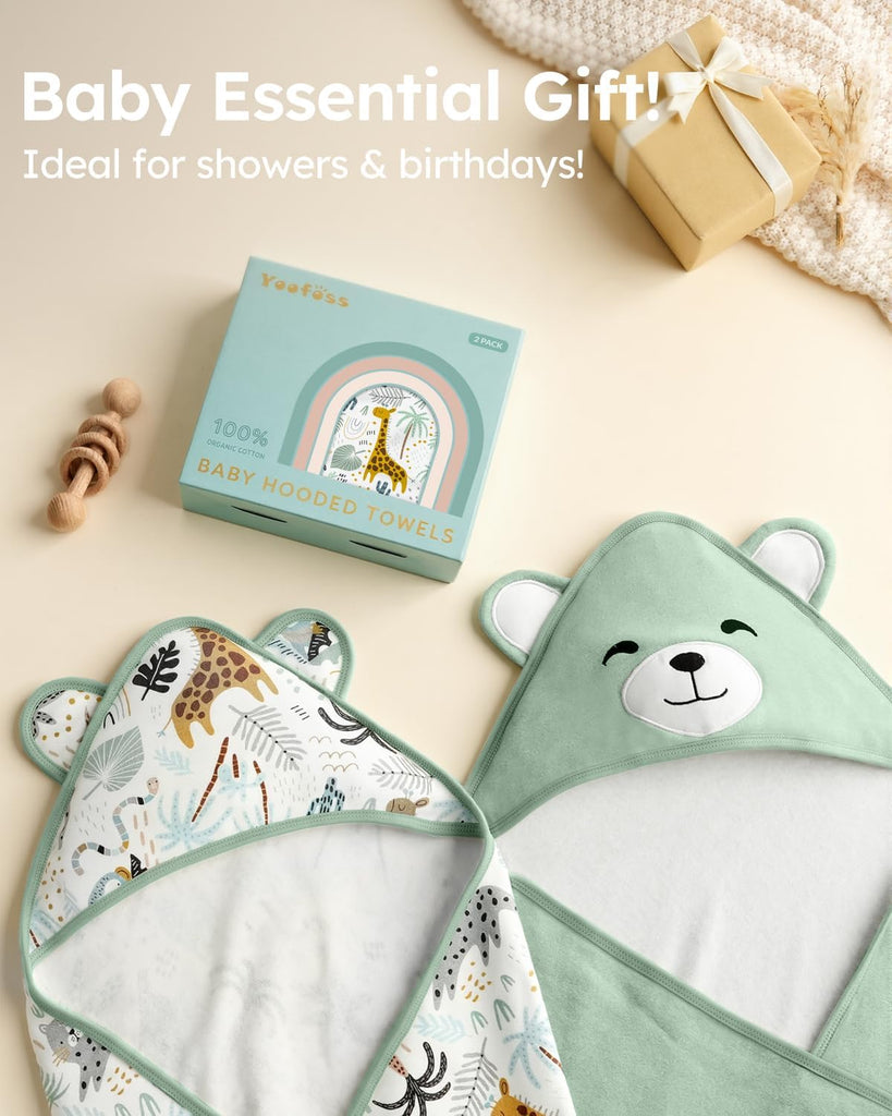 Hooded Baby Towels for Newborn 100% Organic Cotton Baby Bath Towel with Hood for Babies, Infant, Toddler and Kids