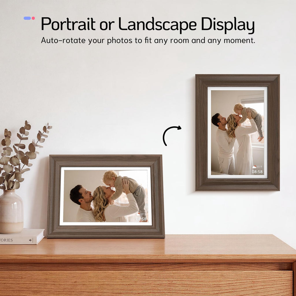 10.1" Digital Picture Frame, Dual-Band Wi‐Fi, 64GB, Walnut