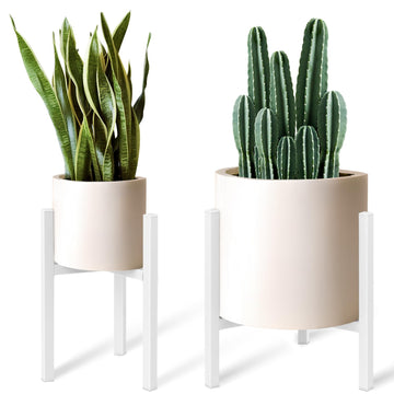 Adjustable Plant Stand Pack of 2, Metal Planter Stands Indoor Outdoor, Mid Century Modern Plant Holder, Fit 8 10 12