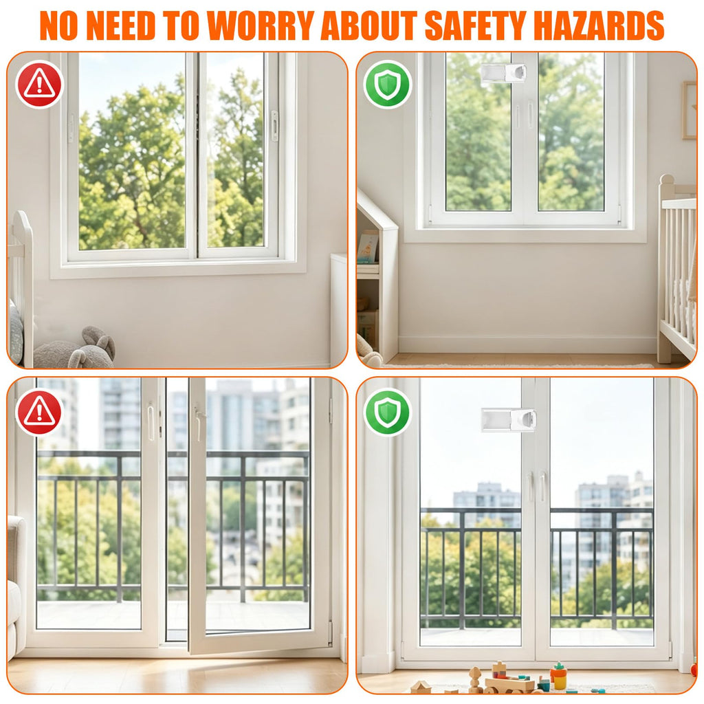 6pcs Sliding Door Child Lock, ABS No Drill Adhesive Safety Patio Kid Lock