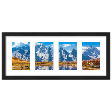 8x20 Collage Picture Frame, Displays 4Pcs 4x6 Pictures with Mat or 1Pcs 8x20 without Mat, Picture Frames Collage Wall