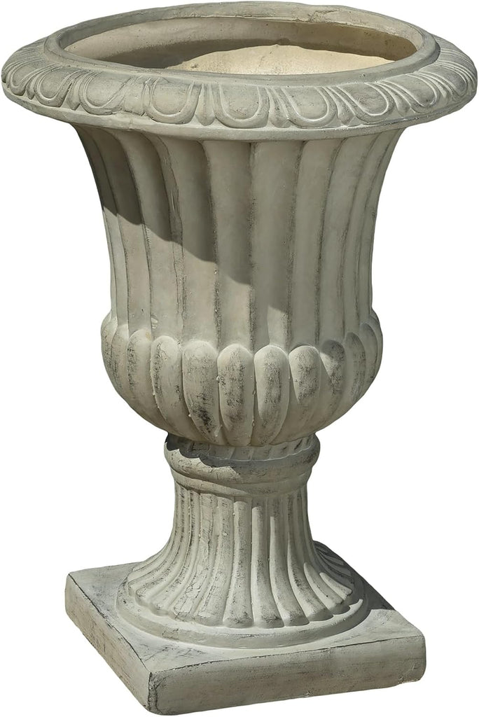 Antique Green Italian Urn Planter, 26" Tall Large Urn Planter Outdoor for Garden Décor, Pedestal Planters for