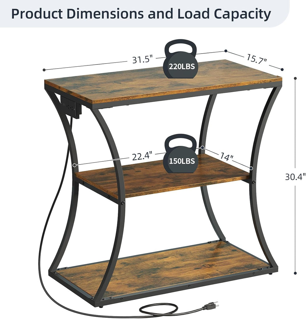 20-29 Gallon Fish Tank Stand with Power Outlet, 3-Tier Aquarium Stand with Storage, Heavy Duty Metal Frame Tank Rack