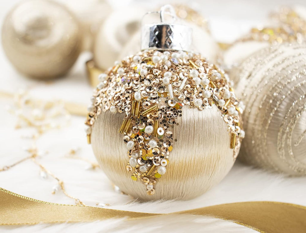 Satin Christmas Balls Ornaments, Silk Christmas Hanging Ball Decorations, 12Pcs 3.15" Luxury Vintage Christmas Tree