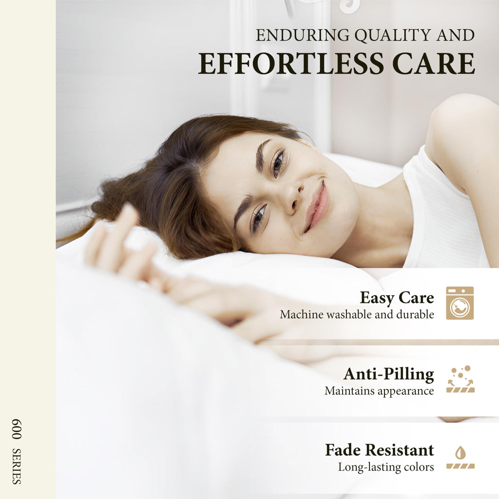 100% Egyptian Cotton Queen Size Sheet Set - 600 Series Refined Collection Sheets Set for Queen Size Bed (4 PC, Dark