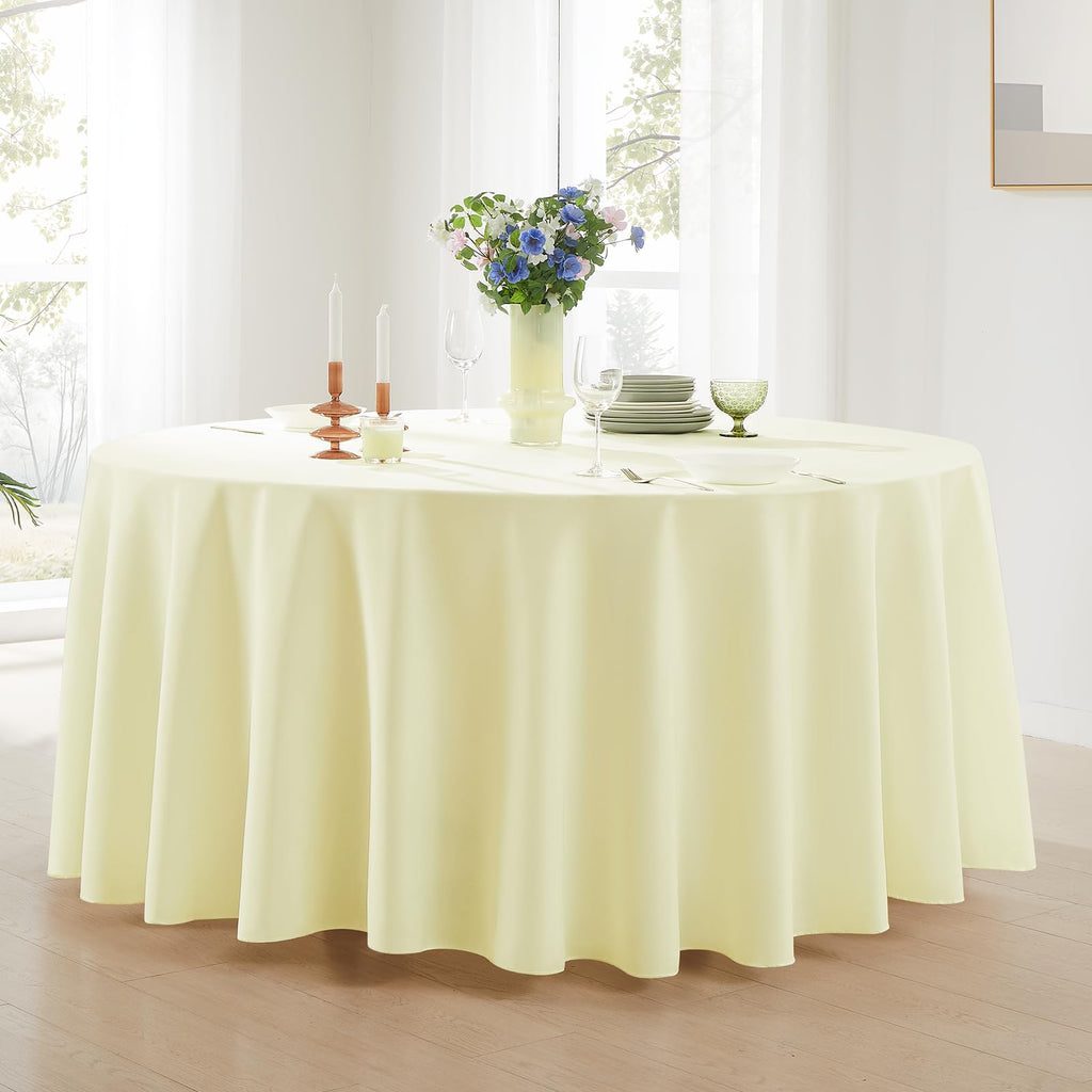 10 Pack Ivory Round Tablecloths 120 Inch for Dining Tables
