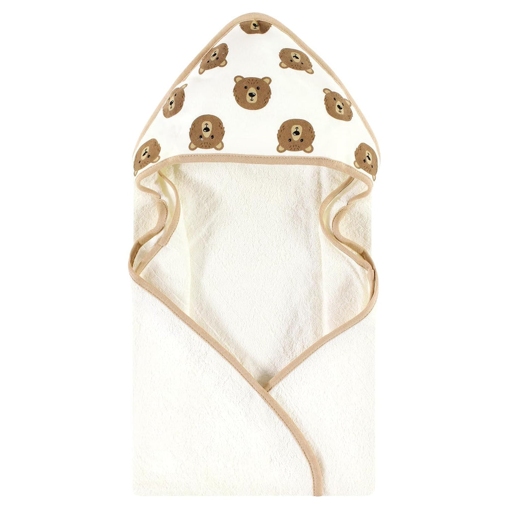 Unisex Baby Cotton Poly Animal Face Hooded Towel, Brown Bear Pack, One Size
