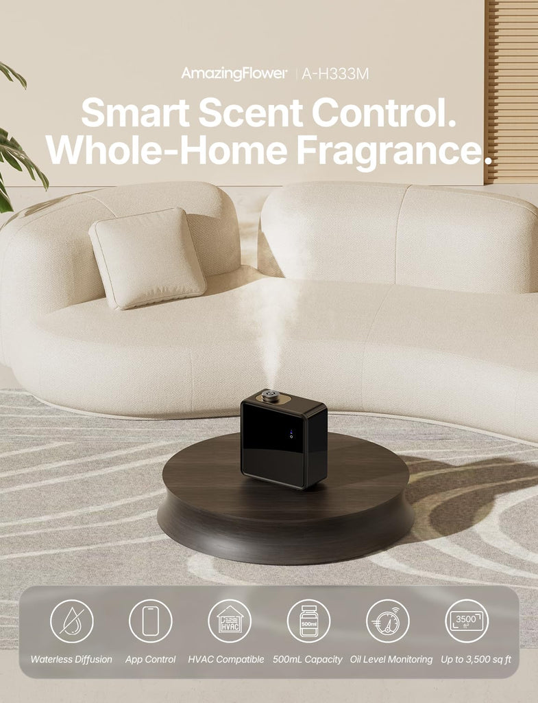 Scent Diffuser, Waterless Essential Oil Diffuser, 4, 500 sq ft