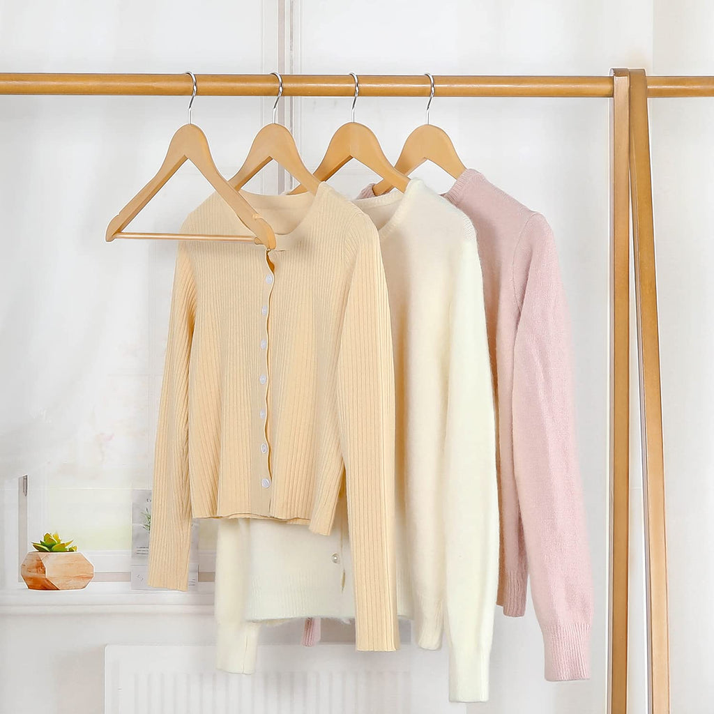 Wooden Hangers 30 Pack, Wood Clothes Hanger Natural