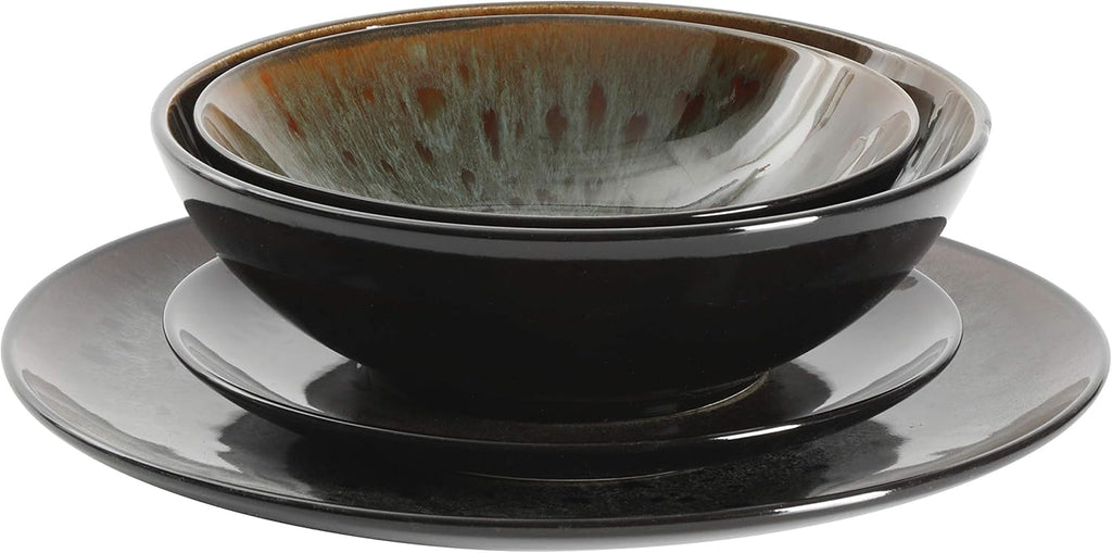 Kyoto Double Bowl Dinnerware Set, Service for 4 (16pcs), Teal