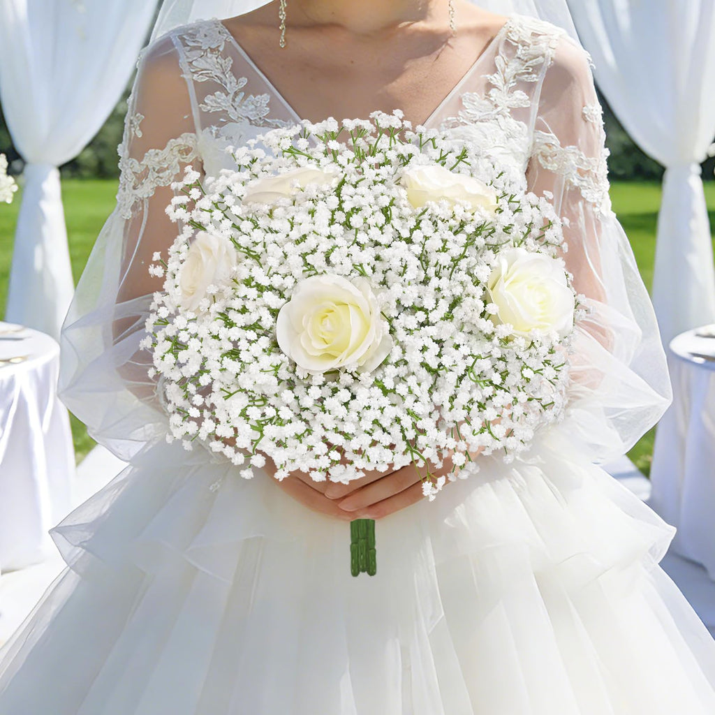 42 Branches Babys Breath Artificial Flowers White Fake Flowers