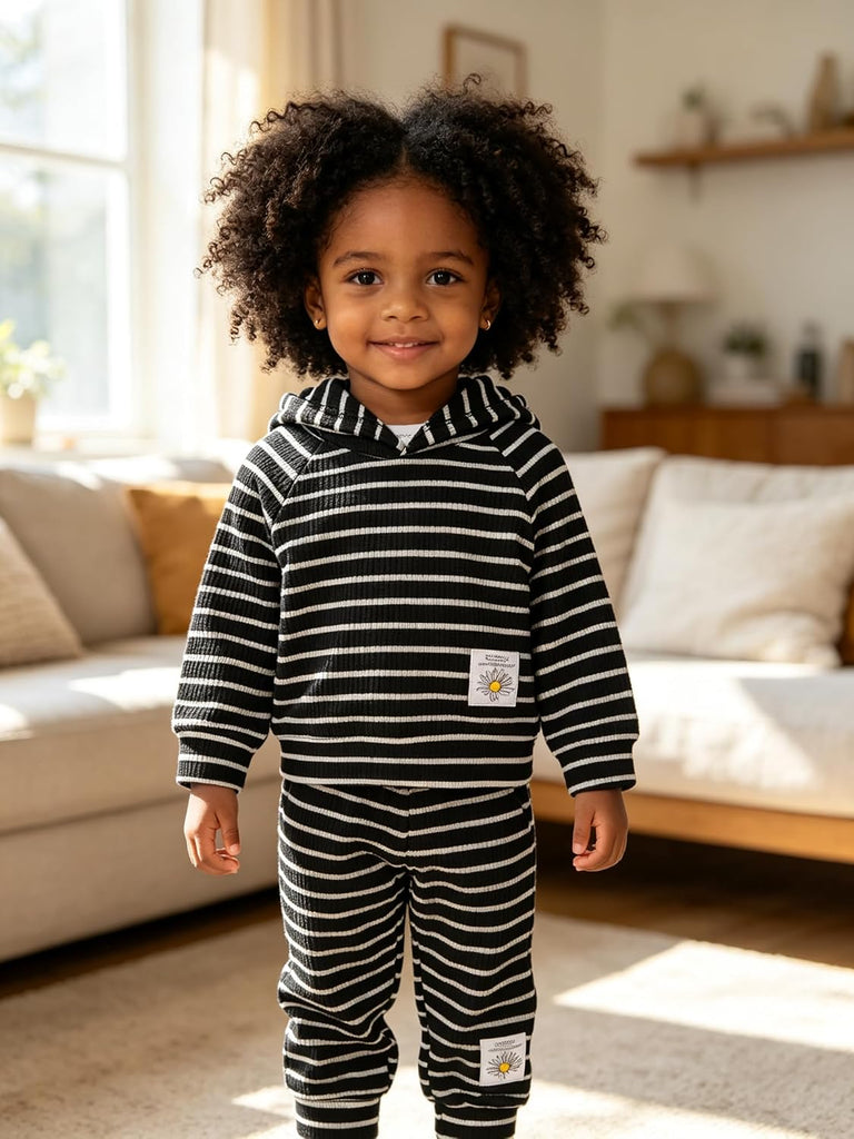 Toddler Baby Girl Waffle Knit Sweatsuit Set Fall Winter Outfit