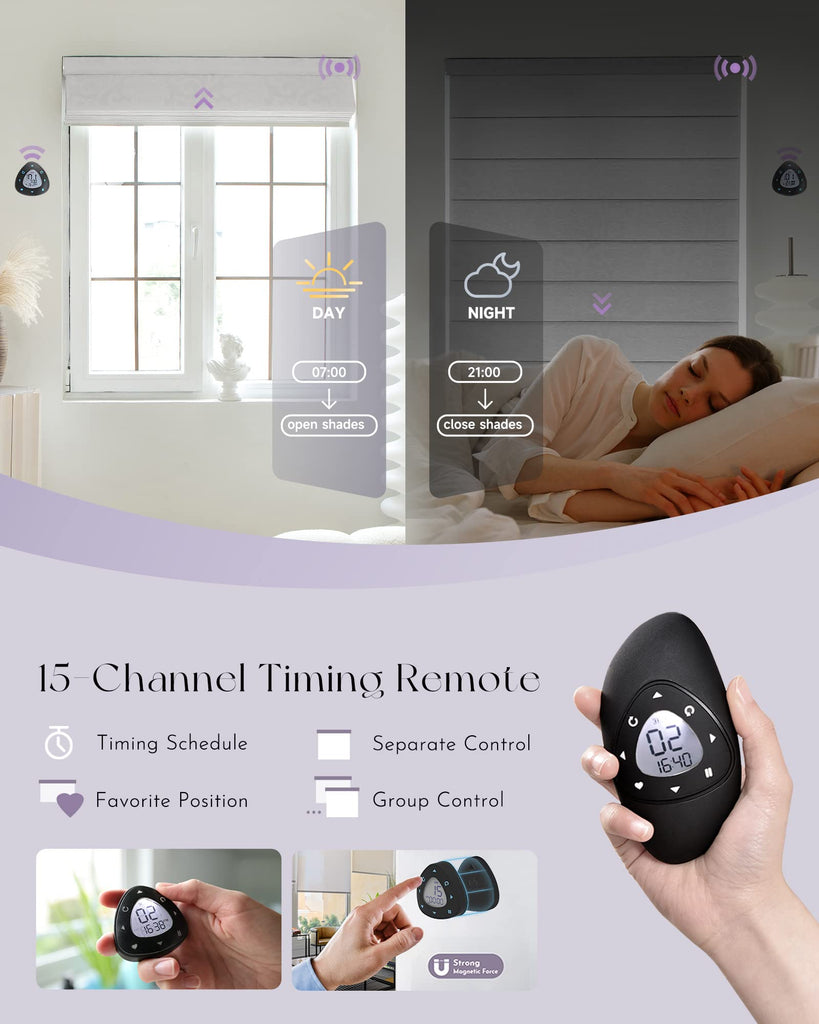 Smart Roman Shades Compatible with Alexa Google Rechargeable Motorized Blinds with Remote Light Filtering Roman