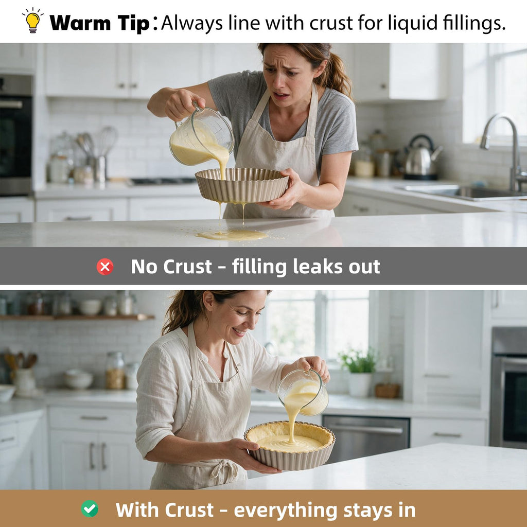 Deep Dish Pie Pan: 2 Pack 9.5 inch Quiche Baking Pan Removable Bottom
