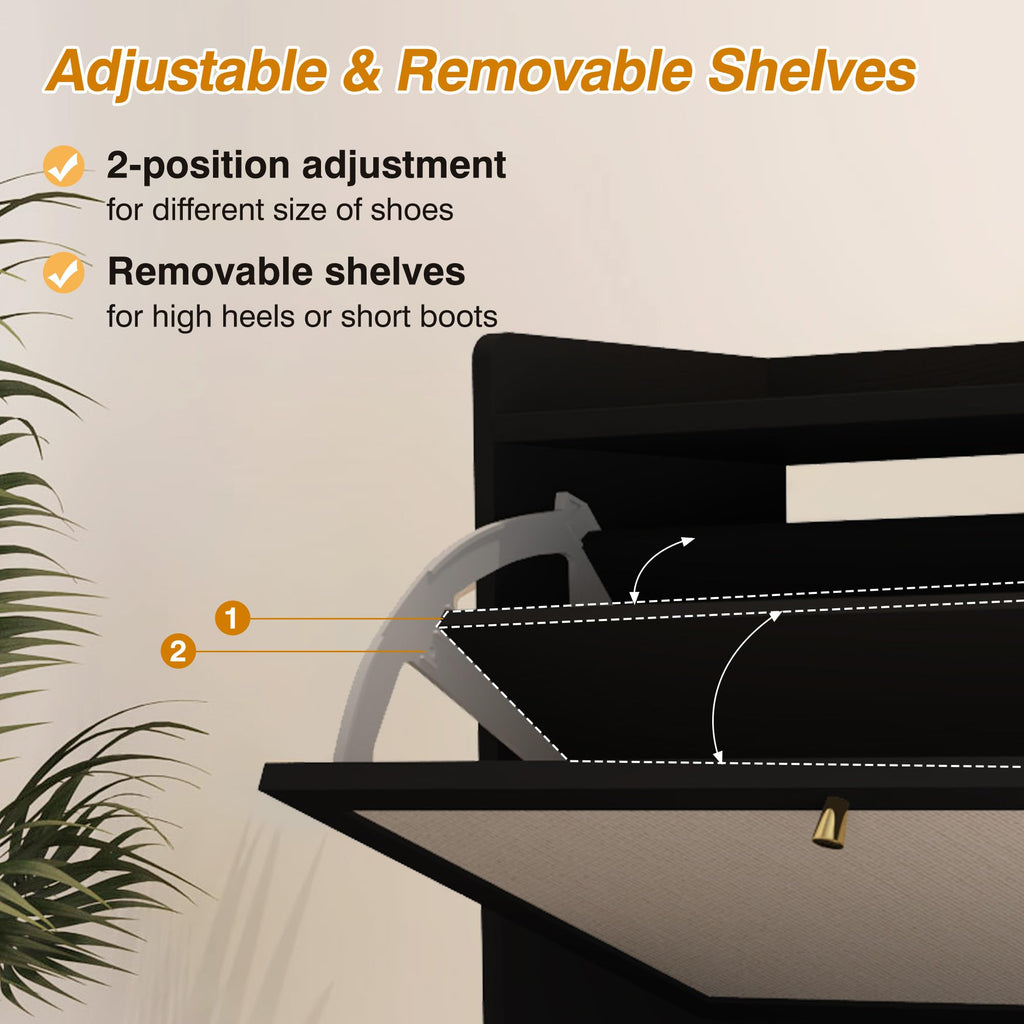 Shoe Cabinet, Shoe Cabinet Freestanding Tipping Bucket Shoe Rack Organizer with 3 Flip Drawers, Modern Entryway