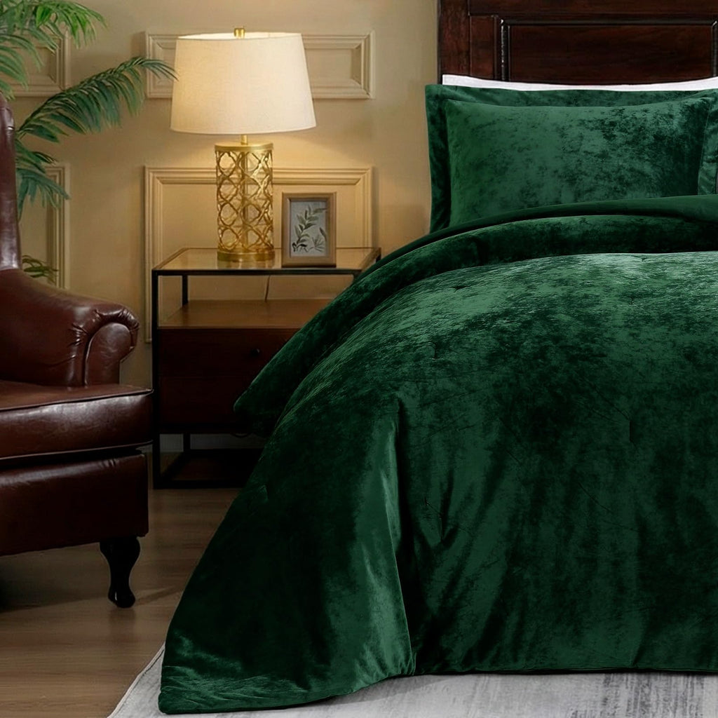 Velvet Comforter Queen, Luxuriously Soft Queen Comforter Set, Lightweight Bedding Set for All Seasons, Comforter