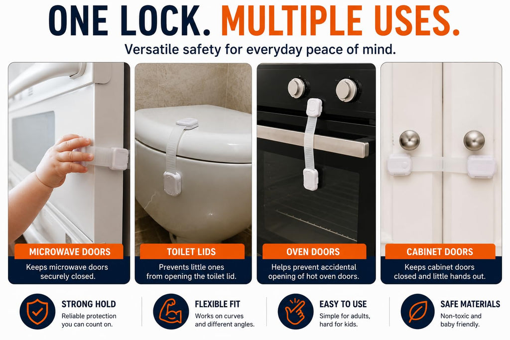 Cabinet Locks Baby Proofing, Child Proof, 10 Pack, White