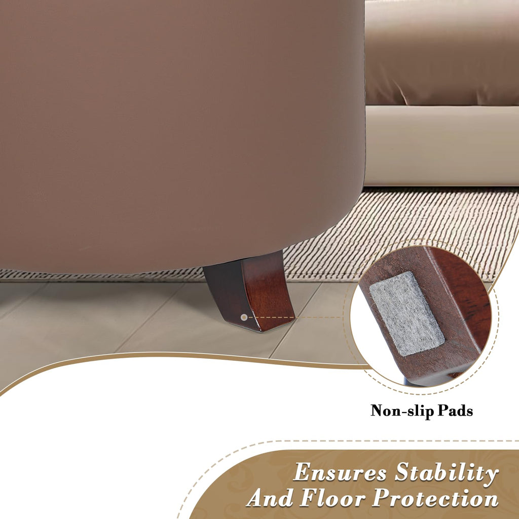 20 Inch Small Ottoman with Storage, Round PU Leather Storage Ottoman with Removable Lid, Stylish Footstool Foot Rest