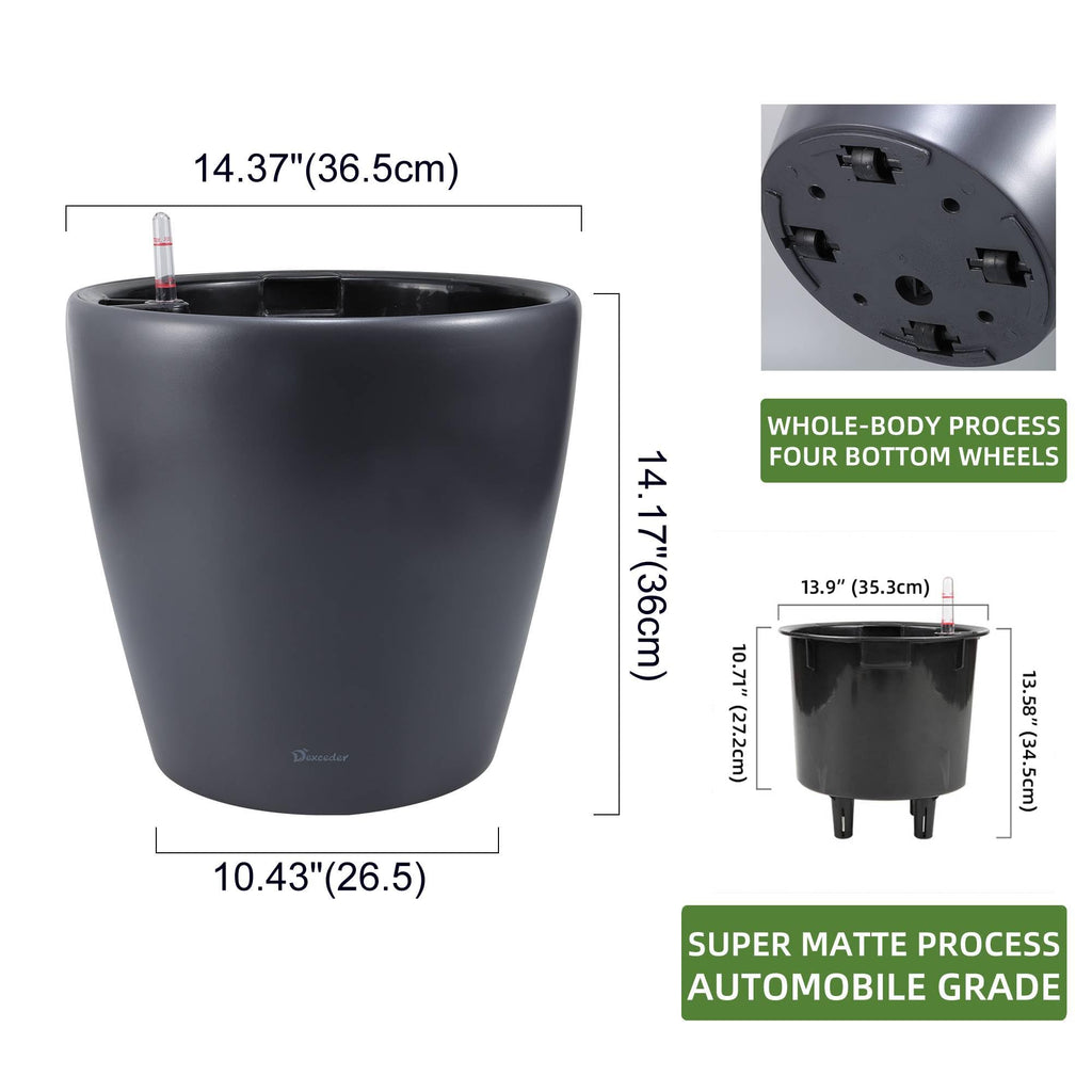 15x14 Self Watering Planter with Wheels (Slate Gray Matte)
