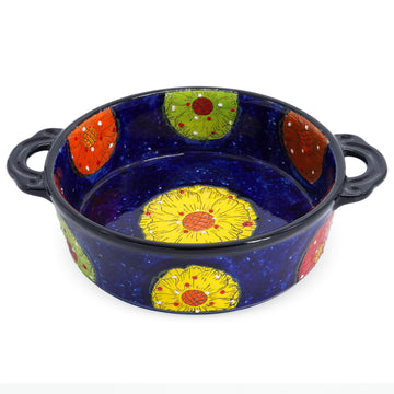 Baking Dishes For Oven, 1 Quart Round Casserole Dishes For Oven-blue and flowers-round 950ml