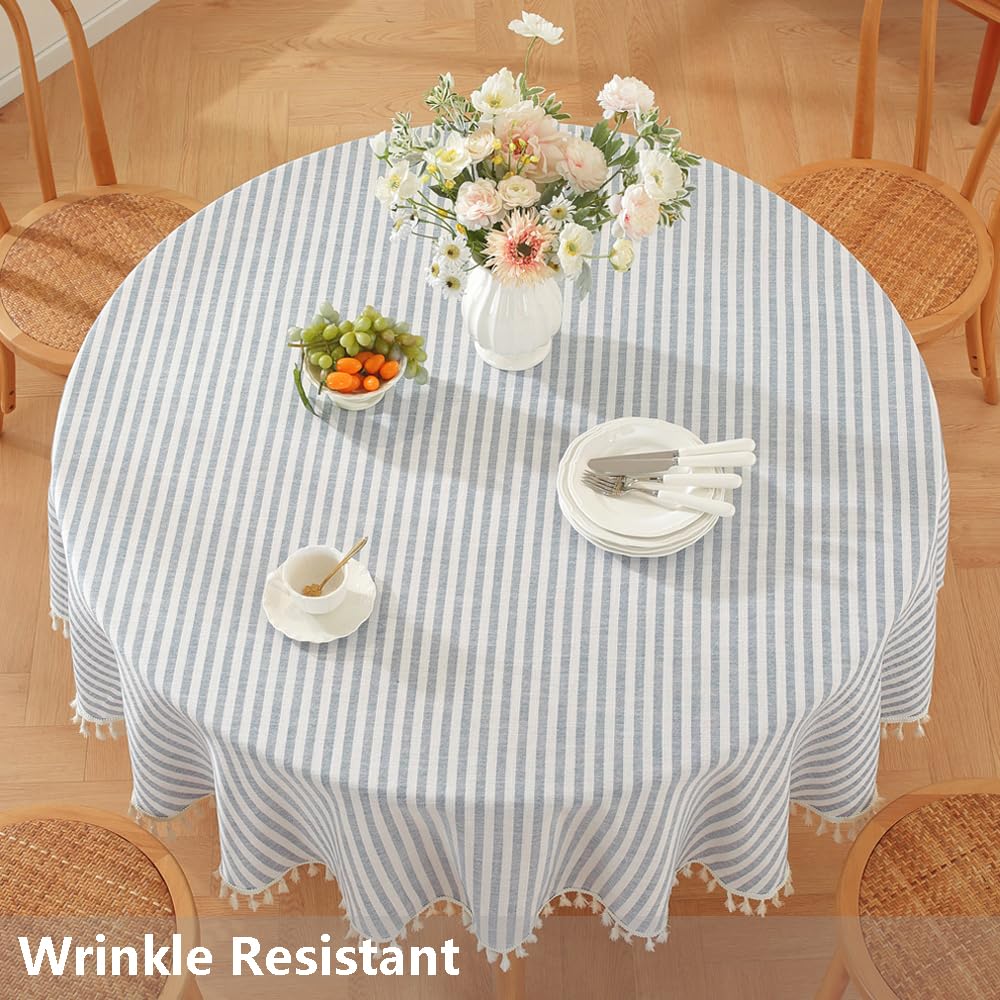 70 Inch Round Tablecloth Blue and White Circle Outdoor Table Cover