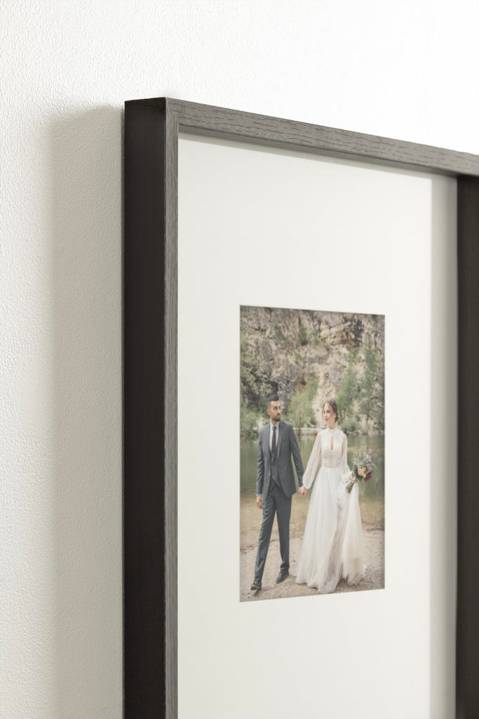 Gibson Modern Wall Picture Frame Set of 3, 16x16 matted to 8x8, Black, Three-Piece Frame Set for Gallery Wall Frame