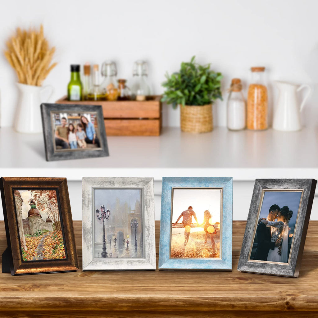 8x10 Picture Frames Set of 4, Rustic Retro Photo Frame(Multicolor)
