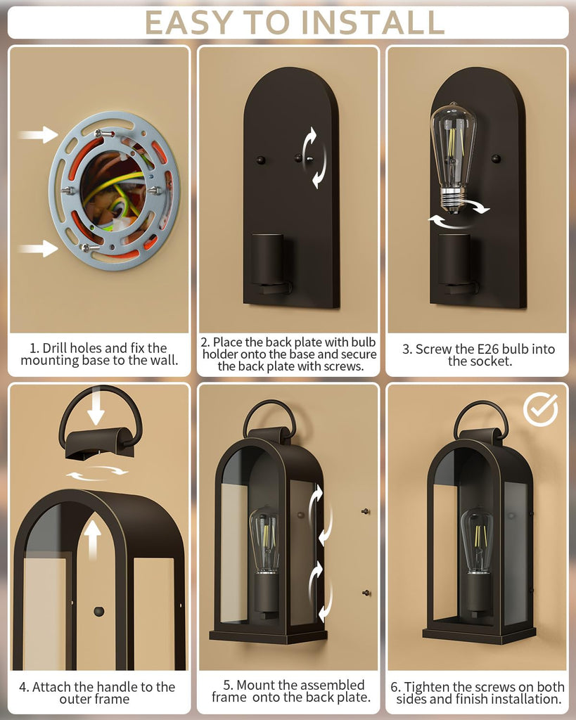 Outdoor Wall Lights Rustic Porch Light Bronze Exterior Lighting Fixture