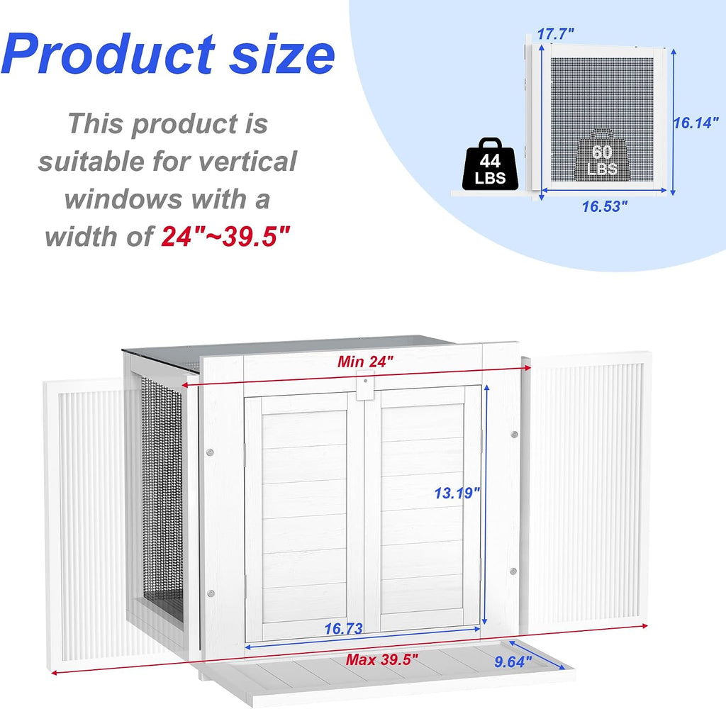 Cat Window Box, Mosquito Proof Cat Window Catio, Min Height 18"