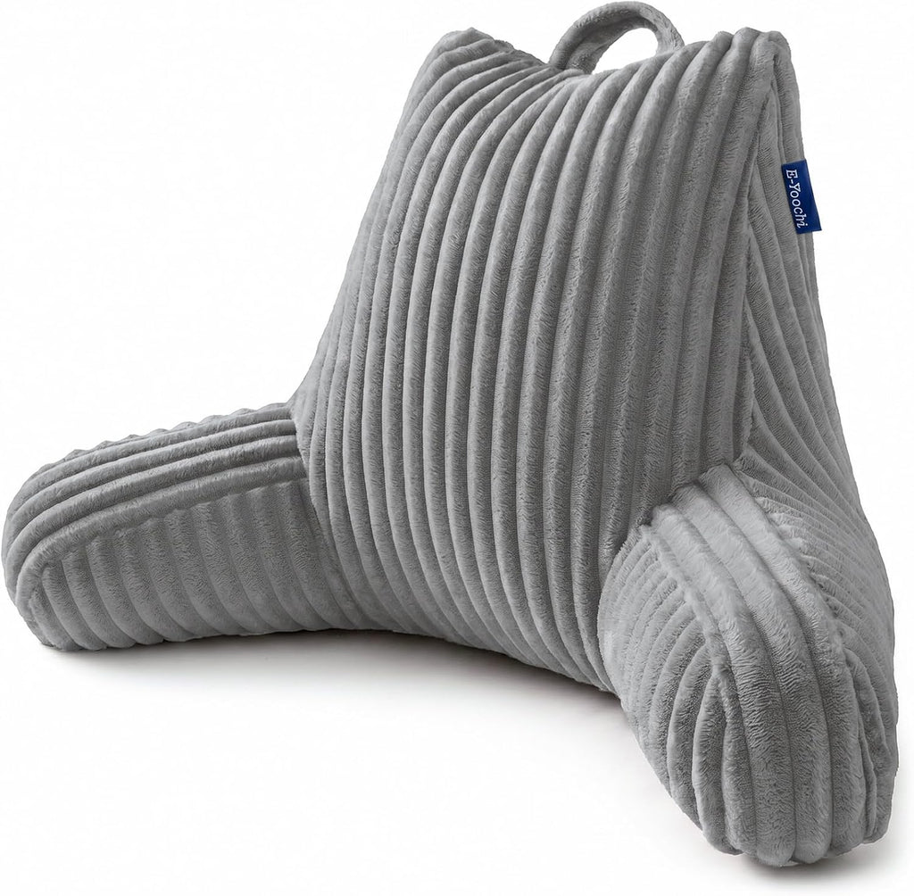 Reading Pillow for Sitting up in Bed, Adjustable Memory Foam Bed Rest Pillow, Wide-wale Plush Cover Machine Washable
