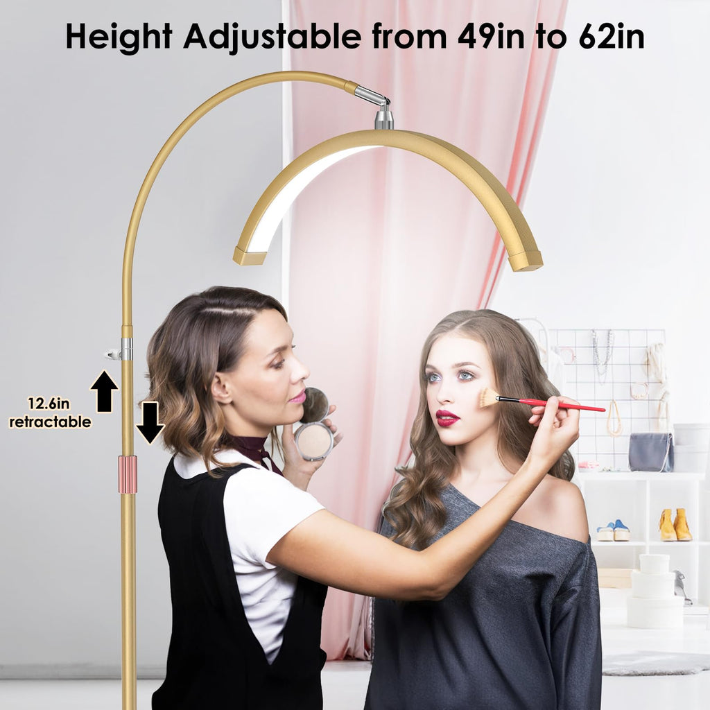 Lash Light, Flexible Half Moon Light with Phone Holder for Eyelash Nail Art Tattoos Skincare, 5 Color Temperatures &