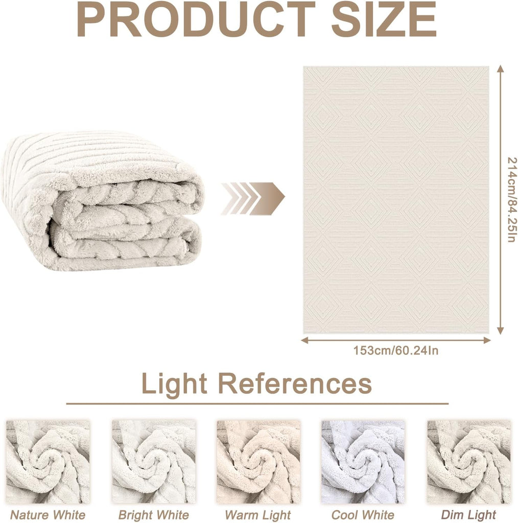 Capsplad 5x7 Area Rugs High-Low Pile Rugs Checkered Cream